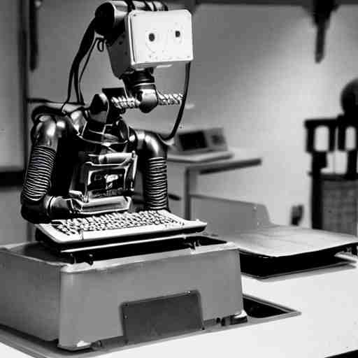 Robot qui tape sur une machine à écrire