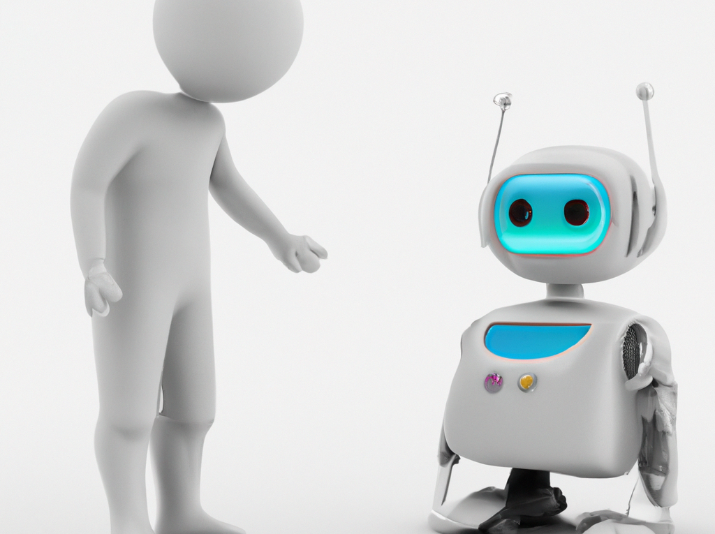 Un humain qui parle à un robot